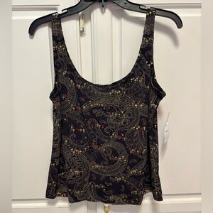 Alex Evenings Deep Brown Gold Sequin Sleeveless Top NWT Women’s Size L